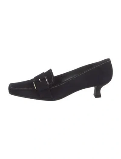 Pre-owned Stuart Weitzman Suede Chain-link Accents Loafers In Blue