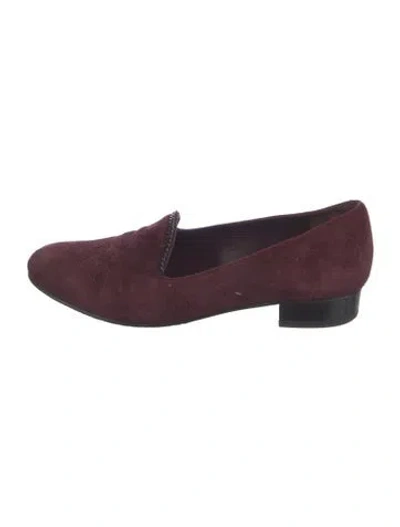 Pre-owned Stuart Weitzman Suede Chain-link Accents Loafers In Burgundy