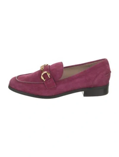 Pre-owned Stuart Weitzman Suede Chain-link Accents Loafers In Purple