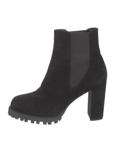 Pre-owned Stuart Weitzman Suede Chelsea Boots In Black