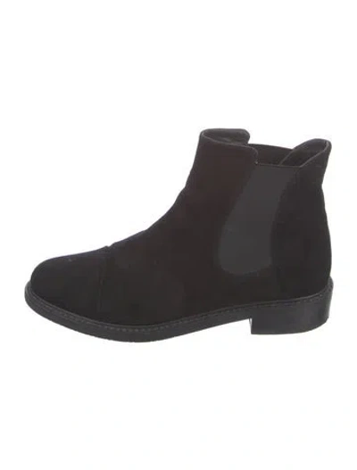 Pre-owned Stuart Weitzman Suede Chelsea Boots In Black