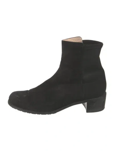 Pre-owned Stuart Weitzman Suede Chelsea Boots In Black