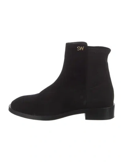 Pre-owned Stuart Weitzman Suede Chelsea Boots In Black