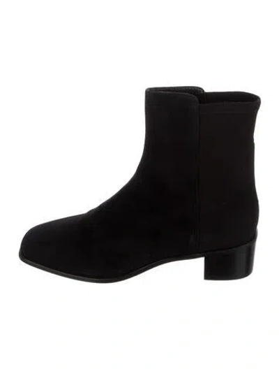 Pre-owned Stuart Weitzman Suede Chelsea Boots In Black