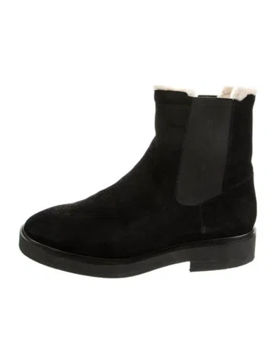 Pre-owned Stuart Weitzman Suede Chelsea Boots In Black