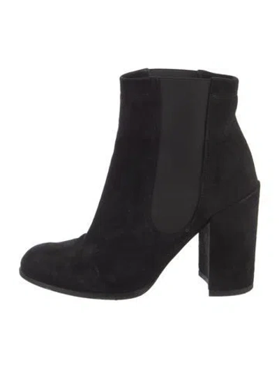 Pre-owned Stuart Weitzman Suede Chelsea Boots In Black