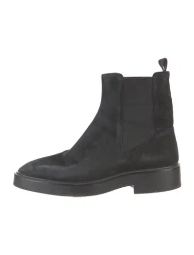 Pre-owned Stuart Weitzman Suede Chelsea Boots In Black
