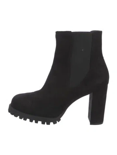 Pre-owned Stuart Weitzman Suede Chelsea Boots In Black