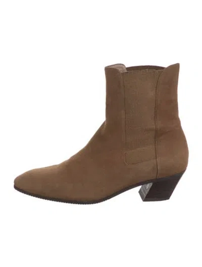 Pre-owned Stuart Weitzman Suede Chelsea Boots In Brown