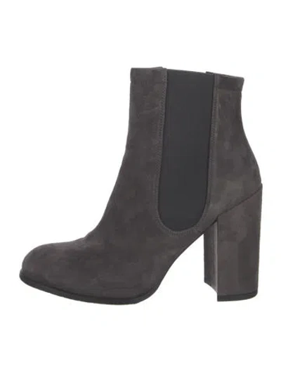 Pre-owned Stuart Weitzman Suede Chelsea Boots In Gray