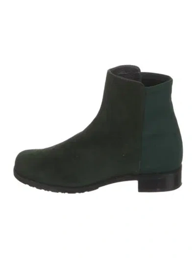 Pre-owned Stuart Weitzman Suede Chelsea Boots In Green