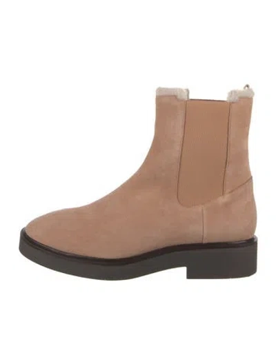 Pre-owned Stuart Weitzman Suede Chelsea Boots In Neutral