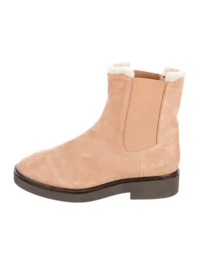 Pre-owned Stuart Weitzman Suede Chelsea Boots In Neutral