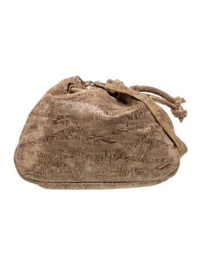 Pre-owned Stuart Weitzman Suede Cinchpelo Hobo Bag Vintage In Neutral