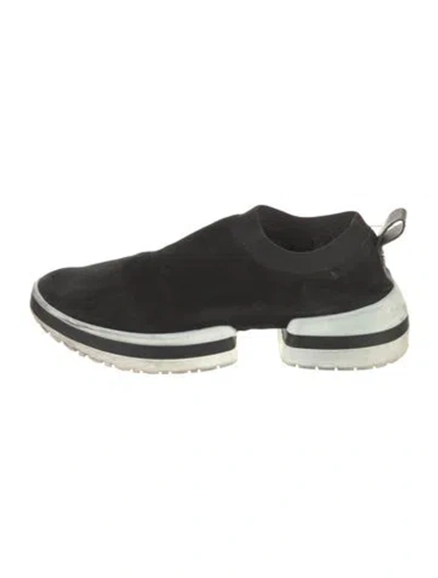 Pre-owned Stuart Weitzman Suede Colorblock Pattern Athletic Sneakers In Black