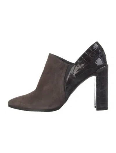 Pre-owned Stuart Weitzman Suede Colorblock Pattern Boots In Brown