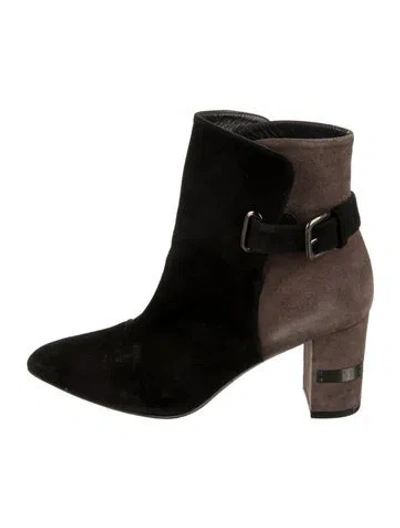 Pre-owned Stuart Weitzman Suede Colorblock Pattern Boots In Brown