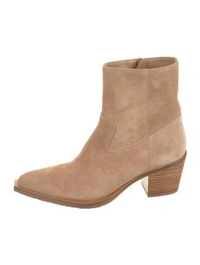 Pre-owned Stuart Weitzman Suede Colorblock Pattern Boots In Neutral