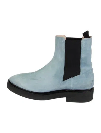 Pre-owned Stuart Weitzman Suede Colorblock Pattern Chelsea Boots In Blue