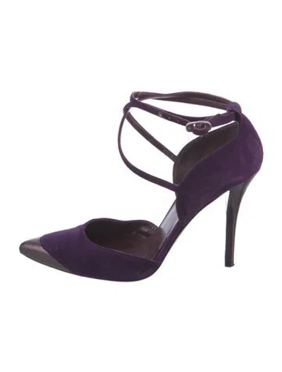 Pre-owned Stuart Weitzman Suede Colorblock Pattern D'orsay Pumps In Purple