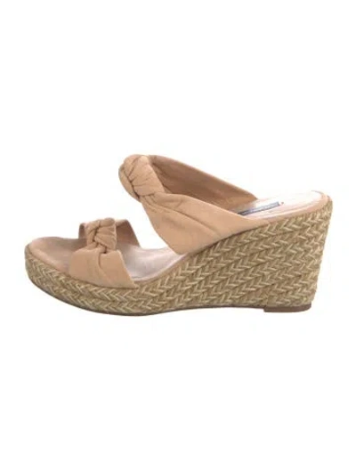 Pre-owned Stuart Weitzman Suede Colorblock Pattern Mules In Neutral