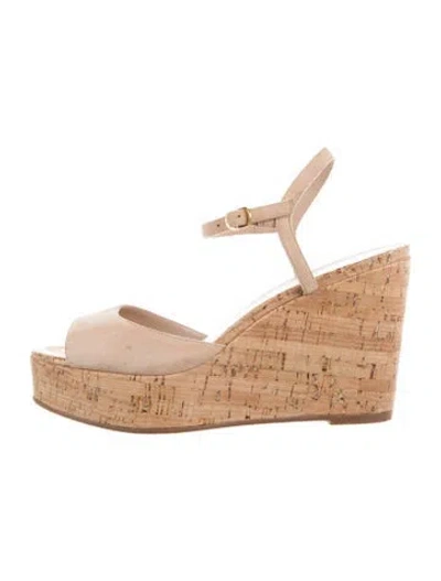 Pre-owned Stuart Weitzman Suede Colorblock Pattern Sandals In Black