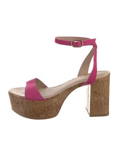 Pre-owned Stuart Weitzman Suede Colorblock Pattern Sandals In Pink