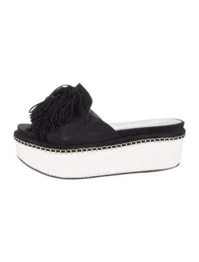 Pre-owned Stuart Weitzman Suede Colorblock Pattern Slides In Multi