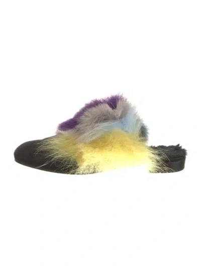 Pre-owned Stuart Weitzman Suede Colorblock Pattern Slides In Multi