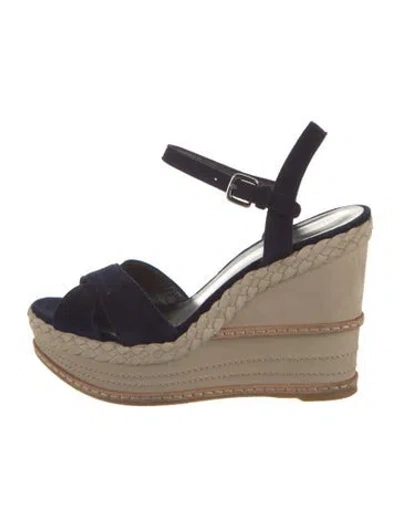 Pre-owned Stuart Weitzman Suede Colorblock Pattern Slingback Pumps In Blue