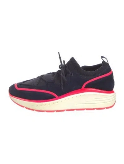 Pre-owned Stuart Weitzman Suede Colorblock Pattern Sneakers In Blue