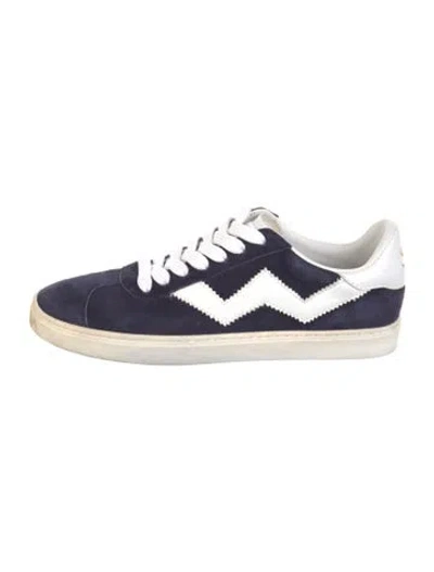 Pre-owned Stuart Weitzman Suede Colorblock Pattern Sneakers In Blue/white