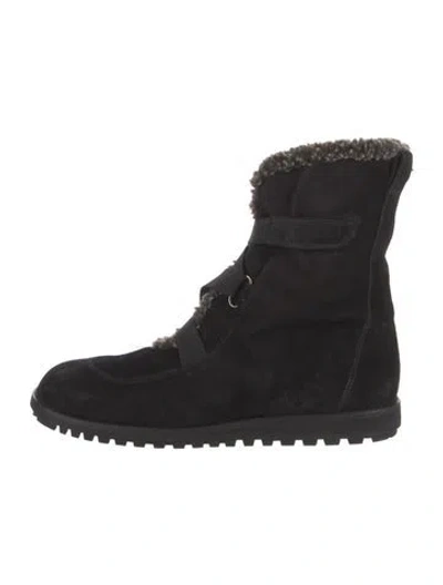 Pre-owned Stuart Weitzman Suede Combat Boots In Black