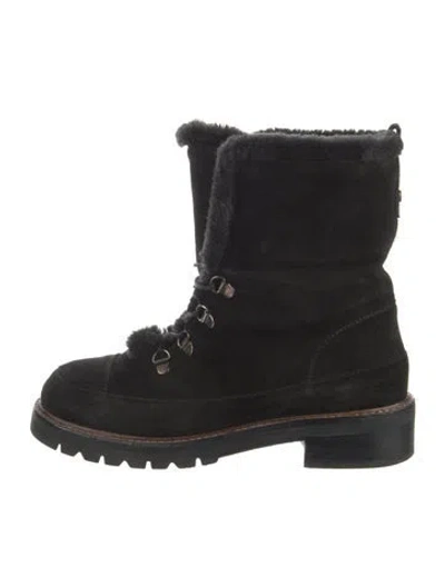 Pre-owned Stuart Weitzman Suede Combat Boots In Black