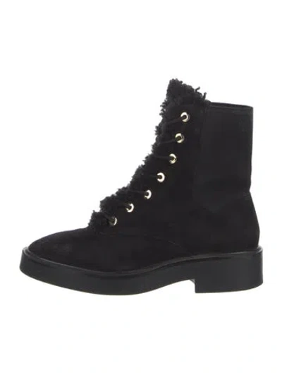 Pre-owned Stuart Weitzman Suede Combat Boots In Black