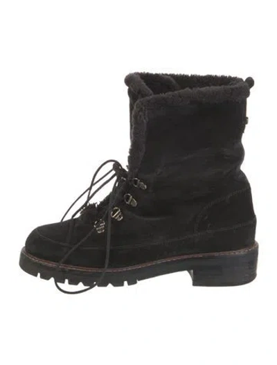 Pre-owned Stuart Weitzman Suede Combat Boots In Black