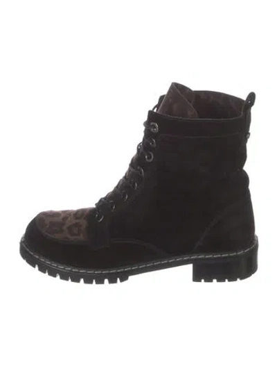 Pre-owned Stuart Weitzman Suede Combat Boots In Black