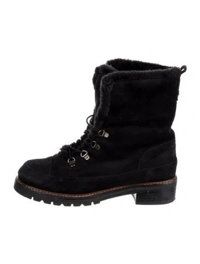 Pre-owned Stuart Weitzman Suede Combat Boots In Black