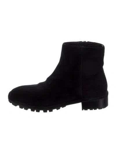 Pre-owned Stuart Weitzman Suede Combat Boots In Black