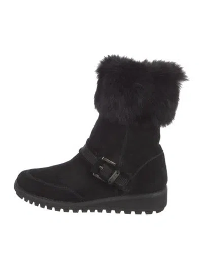 Pre-owned Stuart Weitzman Suede Combat Boots In Black