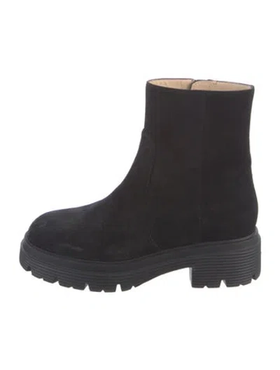 Pre-owned Stuart Weitzman Suede Combat Boots In Black