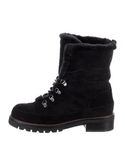 Pre-owned Stuart Weitzman Suede Combat Boots In Black