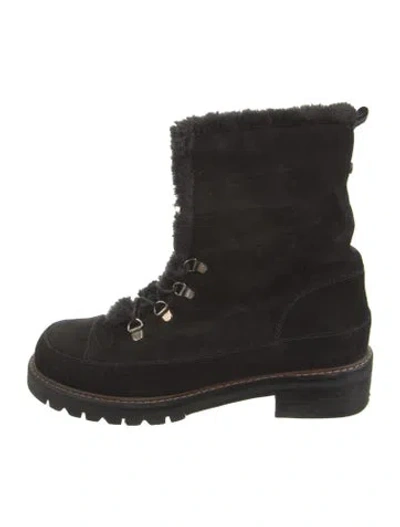 Pre-owned Stuart Weitzman Suede Combat Boots In Black