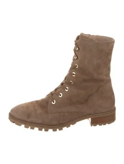 Pre-owned Stuart Weitzman Suede Combat Boots In Brown