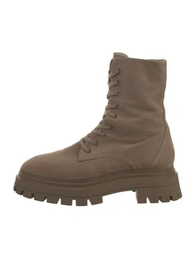 Pre-owned Stuart Weitzman Suede Combat Boots In Brown
