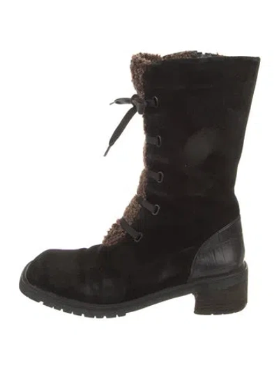 Pre-owned Stuart Weitzman Suede Combat Boots In Multi