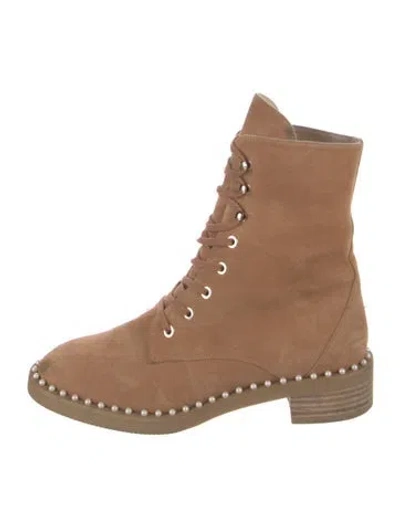 Pre-owned Stuart Weitzman Suede Combat Boots In Neutral