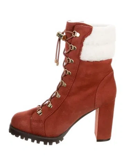 Pre-owned Stuart Weitzman Suede Combat Boots W/ Tags In Brown