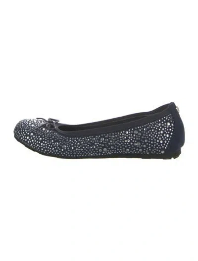 Pre-owned Stuart Weitzman Suede Crystal Embellishments Ballet Flats In Blue