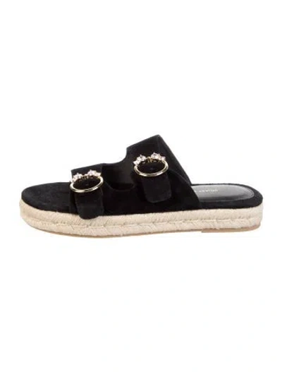 Pre-owned Stuart Weitzman Suede Crystal Embellishments Espadrilles In Black